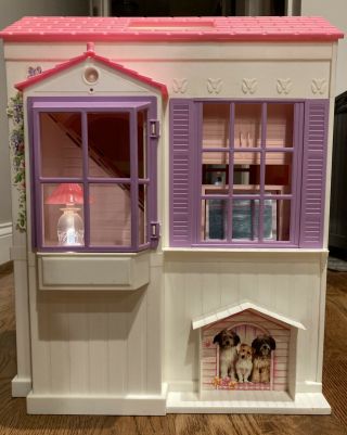Vintage 1996 Barbie 3 Room Folding Dollhouse By Mattel With Lamp