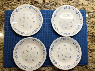 Set Of 4 Corning Ware Corelle Provincial Blue 6 3/4”bread Plates Blue Flowers