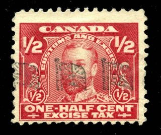 Canada Revenue - Excise Tax 1915 - ½¢ With Flag Precancel - Fx2b - F