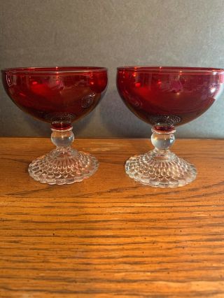 Set Of 2 Vintage Anchor Hocking Boopie Ruby Red Royal Dessert/sherbert Glass