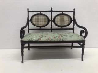 Dollhouse Miniature 1:12 Scale Bespaq Love Seat With Caning And Floral Design Se