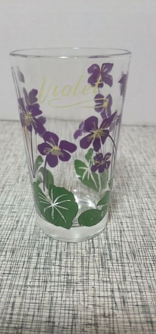 Vintage Boscul Violet Flower Peanut Butter Glass 5 " Tumbler Purple