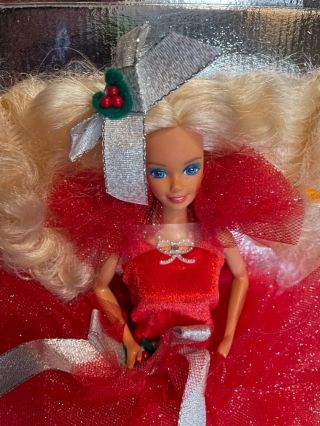 1st Vintage 88 Happy Holidays Special Edition 1988 Christmas Barbie W Stand Etc