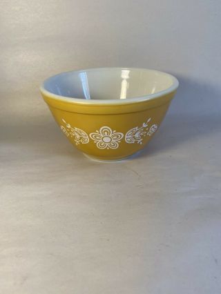 Vintage Pyrex Mixing Bowl Butterfly Gold 401 1 1/2 Pint Nesting Flowers