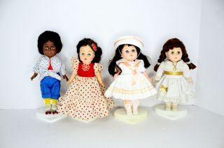 Vintage 3 Vogue Ginny Dolls And 1 Standard Of Quality Doll All With Stands