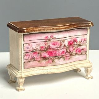 1:12 Vintage Dollhouse Miniature Furniture Wooden Chest Dresser Hand Painted
