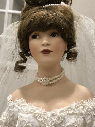 Patricia Rose 1999 Porcelain Bride Doll In Wedding Dress 19 " Blue Eyes