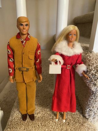 Vintage Mattel Malibu Barbie And Ken Made In Japan Bend Legs Includes 2 Cases