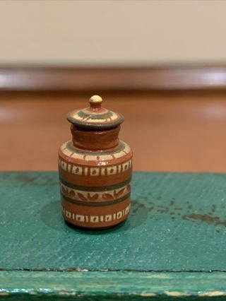Dollhouse Miniatures Jane Graber Redware Pottery Lidded Canister 1998 2