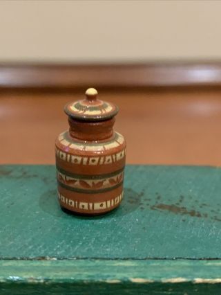 Dollhouse Miniatures Jane Graber Redware Pottery Lidded Canister 1998 3