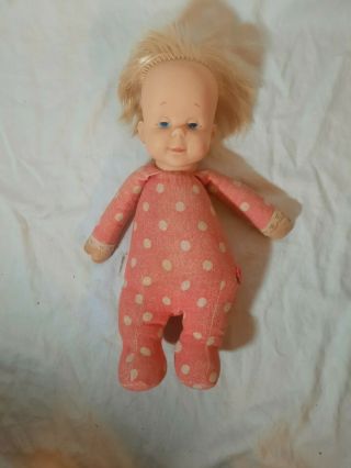 Vintage 1974 Mattel Drowsy Doll Polka Dot Pink Pull String Attached
