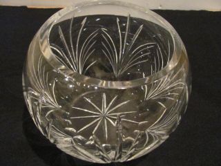 Vintage Lead Crystal Bowl / Vase Cut Glass Spray Design Heavy Weight