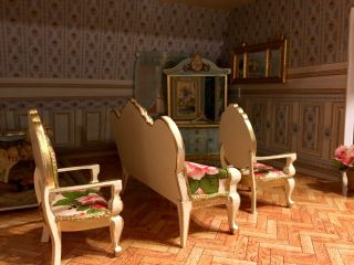 Dollhouse miniature Victorian couch and 2 chairs set 3