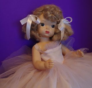 1950s Terri Lee 16 " Blonde Doll W Pink Ball Gown & Ruffle Panties Tagged