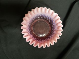 Vtg Fenton Opalescent Cranberry Art Glass Hobnail Nut,  Candy Bowl