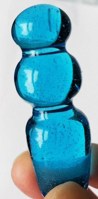 Vintage Turquoise Glass Decanter Cruet Ball Stopper Mcm Blenko Rainbow Mcm Retro