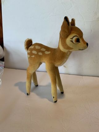 Steiff Bambi Fawn Deer Velvet Mohair Plush Id Button 1960s Disney Vintage