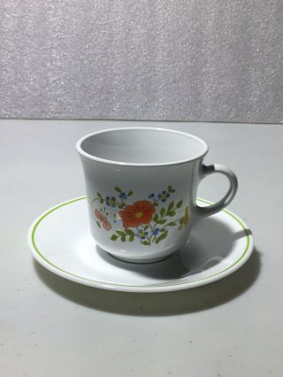 Vintage Corning Ware Corelle Wild Flower 8 oz Tea Coffee Cups Mugs And Saucers 4 2