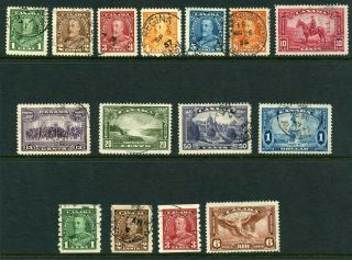 Canada 1935 Gv Set Of 11 To $1 Plus Coil And Air Stamps - Very Fine