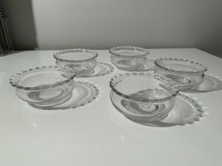 Vintage Clear Glass Berry Bowls Set Of 5 With Scallop Edge