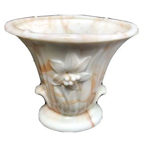 Vintage Akro Agate Slag Glass Lily Vase Orange & White
