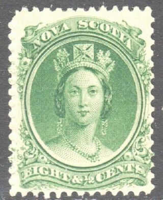 Nova Scotia Canada (scott 11) Queen Victoria 8½c Green Nh F/vf