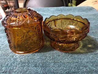 Indiana Glass Amber Fairy Lamp 2 Piece