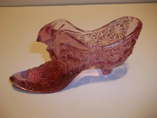 Vintage Fenton,  cat slipper/shoe,  rose glass pink 3