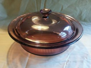 Corning Visions 1 Quart Cranberry Glass Casserole With Lid Pyrex