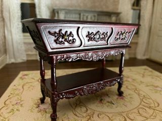 Vintage Miniature Dollhouse 1:12 Early Bespaq Entry Console Table Cherry Wood
