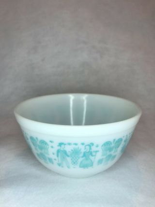 Vintage Pyrex Amish Butterprint 1 1/2 Qt.  Mixing Bowl Turquoise On White