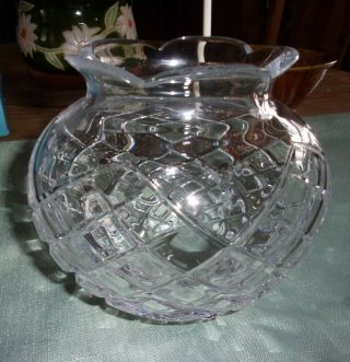 Wedgwood Clear Crystal Rose Bowl Vase 6 " Signed Vgc