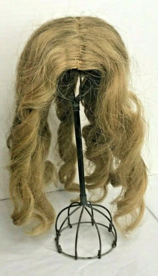 Antique Human Hair Doll Wig Size 12 Long Blonde Curls