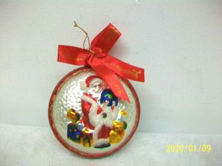 Waterford Blown Glass Christmas Ornament Santa Globe Ftd Two - Sided No Box Euc