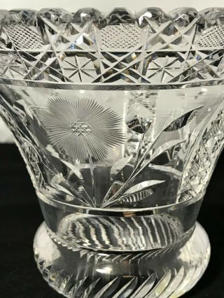 American Brilliant Punch Bowl Stand - Harvard Cut - Frosted Flowers & Cut Leaves 2