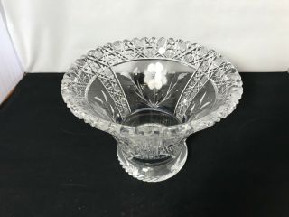 American Brilliant Punch Bowl Stand - Harvard Cut - Frosted Flowers & Cut Leaves 3