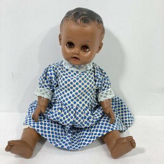 1955 18 " African American Black Sun Rubber Gerber Baby Doll Barberton Oh Vtg
