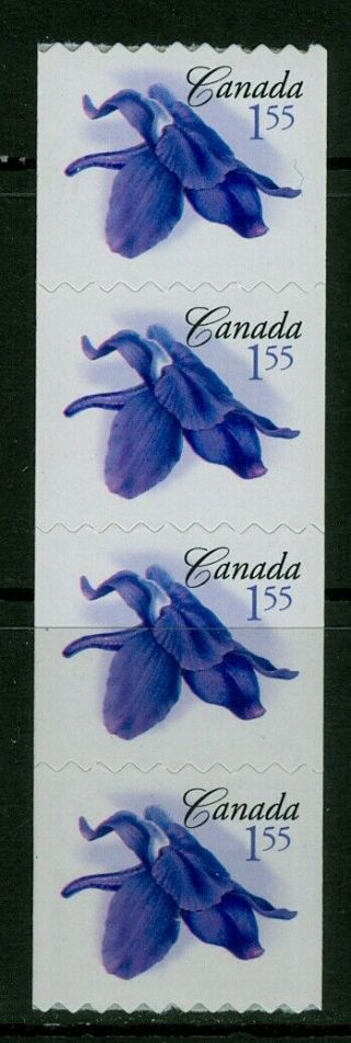 Canada,  10313 $1.  55 Orchid Coil Strip Of Four W/ Weak (dull) Tagging,  2197