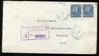 Canada Ab Alberta - Calgary 1931 George V - Leaf Issue - Registered Cover To Bc