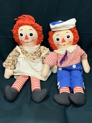 Vintage 20” Raggedy Ann And Andy Doll Knickerbocker I Love You Heart Hong Kong