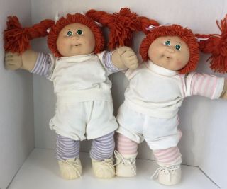 1985 Cabbage Patch Kids 16” Girl Doll Twins Red Hair Green Eyes