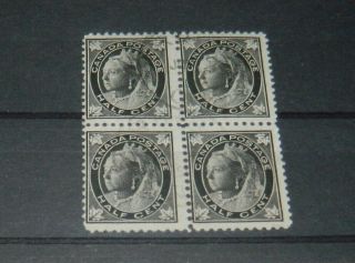 Canada 1897/8 1/2c Black In Fine Block Of 4 Stamps