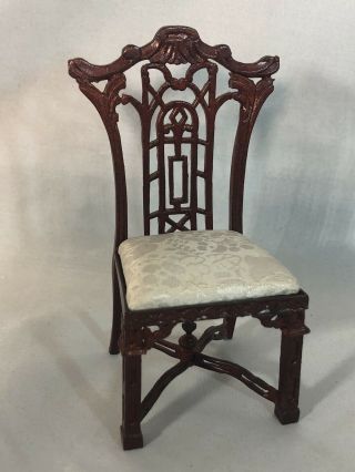Dollhouse Miniature 1:12 Scale Bespaq Side Chair Cream Floral Cushion