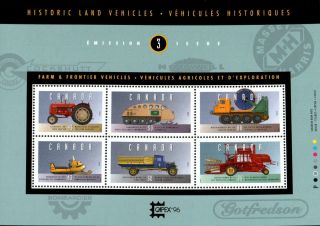 Canada 1995 1552 - Historic Land Vehicles 3 - Souvenir Sheet - Mnh & Fdc Set