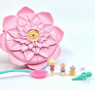 Polly Pocket Fountain Fantasy 1996 Pink Flower Lily Pad Bluebird Vintage