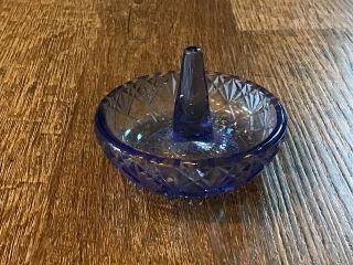 Vintage Blue Art Glass Ring Holder Dish