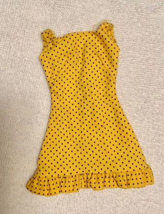Vintage Barbie Doll - Sun - Shiner Dress - Yellow W/ Black Dots -