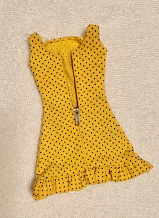 Vintage Barbie Doll - Sun - Shiner Dress - Yellow w/ Black Dots - 2