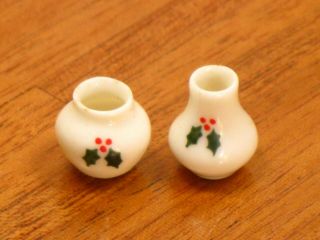 Carol Pongracic Porcelain Christmas Vases - Artisan Dollhouse Miniature
