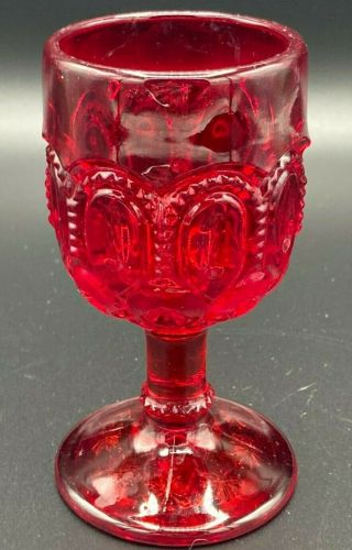 Le Smith Moon And Stars Ruby Red Cordial Wine Glass / Goblet 3oz - 4 1/2 "